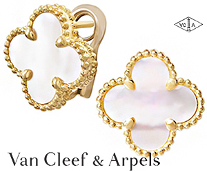 Серьги-четырехлистники Van Cleef & Arpels из золота с перламутром